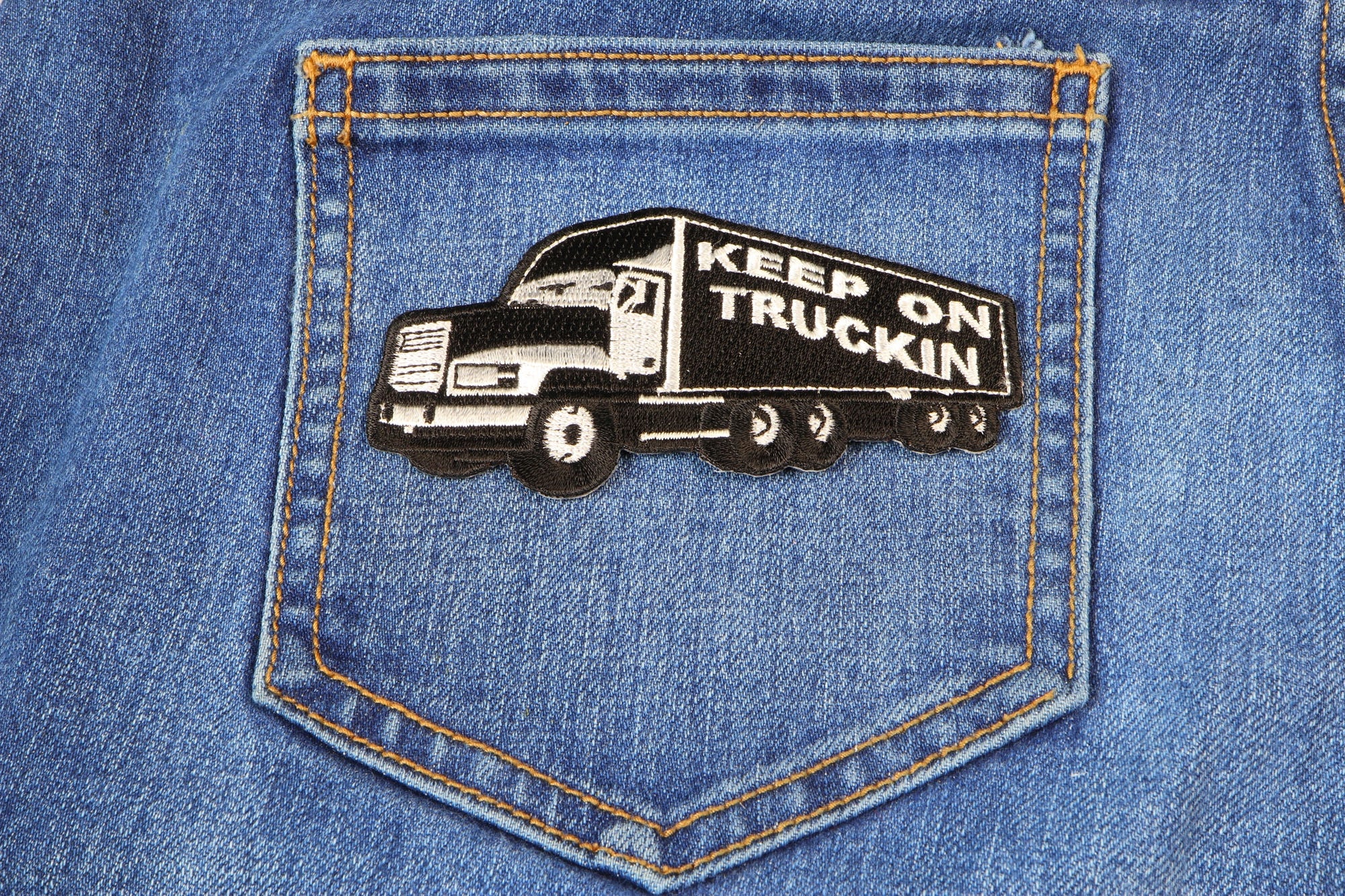 Keep On Trucking Iron-On Patch - Fun and Retro Design for Enthusiasts (  4 x 3 inch )